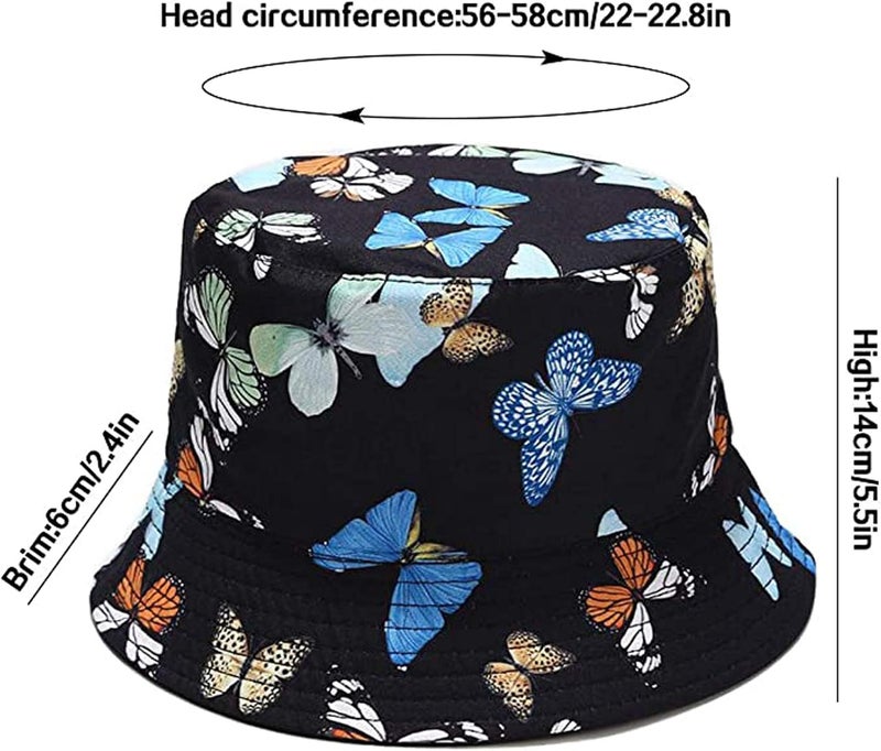 EYBF Flower Reversible Bucket Hat Cotton Summer Travel Beach Sun Hats Emboridery for Women Men - Image 4